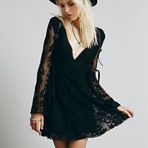 Free People Reign Over Me Black Lace Dress